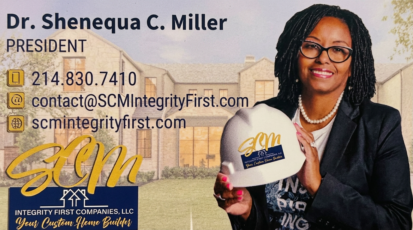 Business card for Dr. Shenequa C. Miller, President — Integrity First Companies, LLC